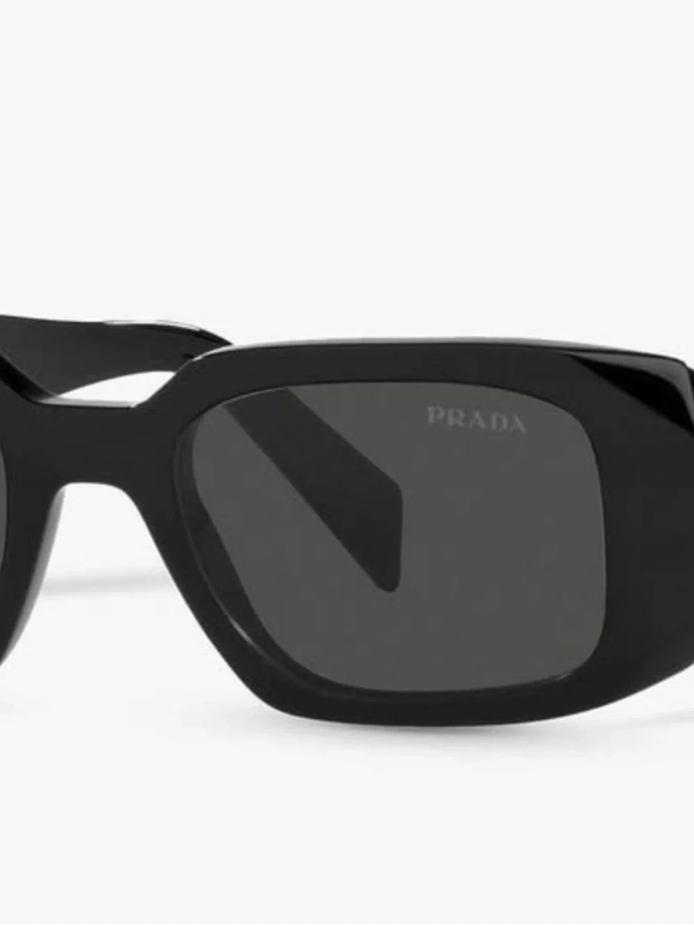 PRADA Black Rectangular Sunglasses with Case